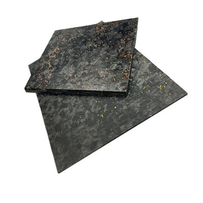 Feuille de fibre de carbone composite forgée à effet marbre avec poudre de cuivre et feuille d'or