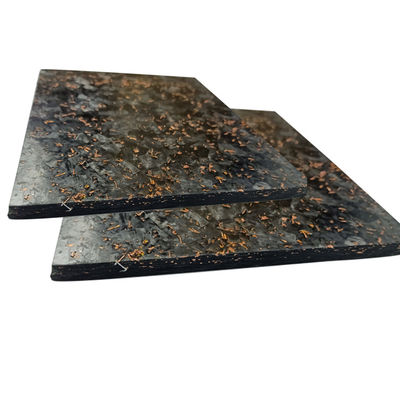 Feuille de fibre de carbone composite forgée à effet marbre avec poudre de cuivre et feuille d'or