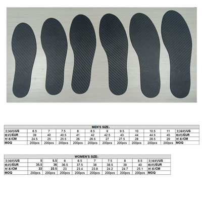 Insole de chaussure de travail personnalisée en fibre de carbone thermosetting de 1,2 mm pour OEM ODM